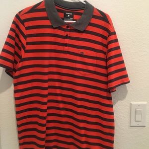 Hurley orange/gray striped polo size: L